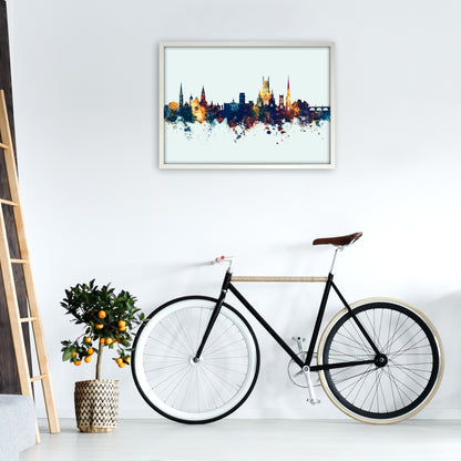 Worcester England Skyline Blue Orange Art Print by Michael Tompsett A1 Oak Frame
