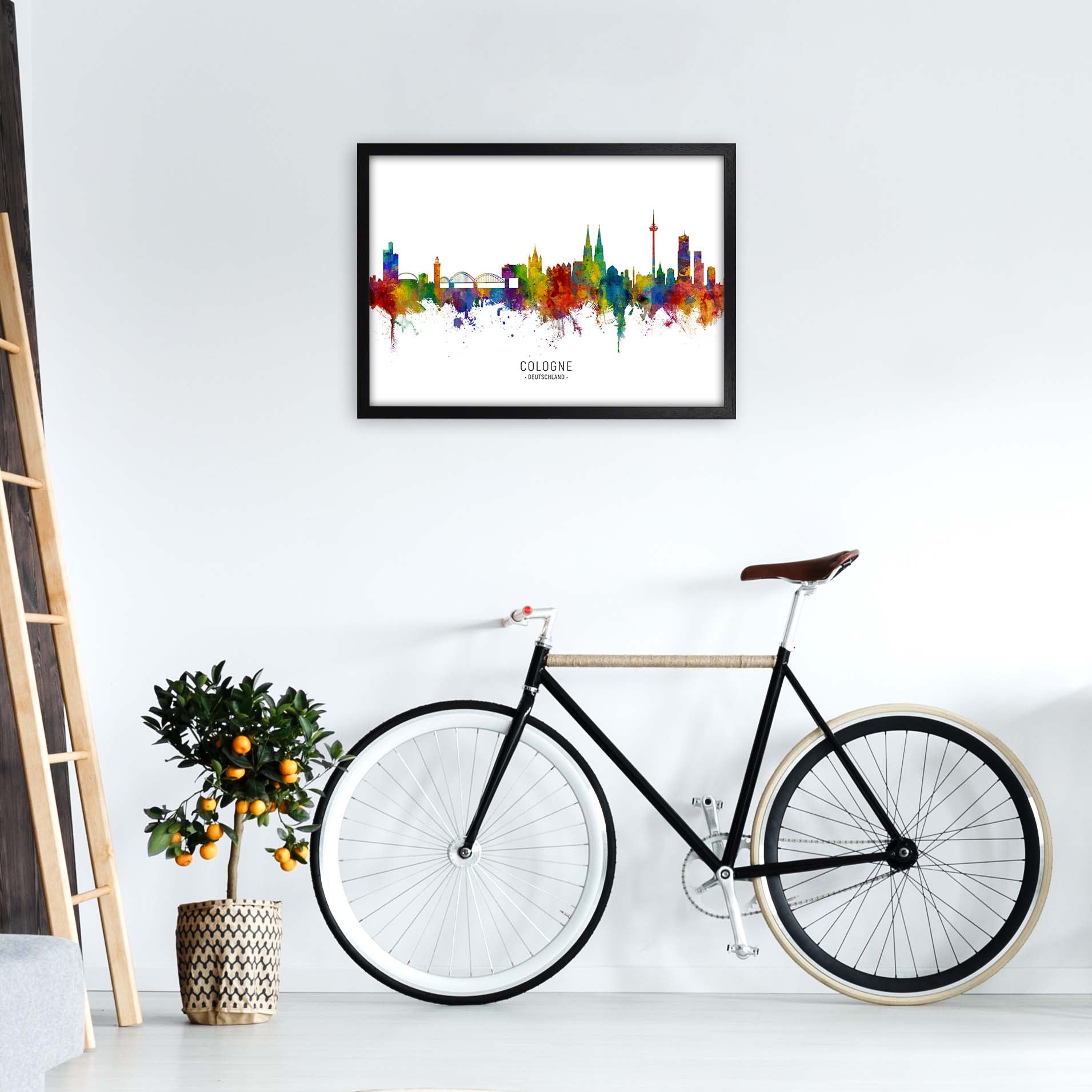 Cologne Deutschland Skyline Art Print by Michael Tompsett A2 White Frame