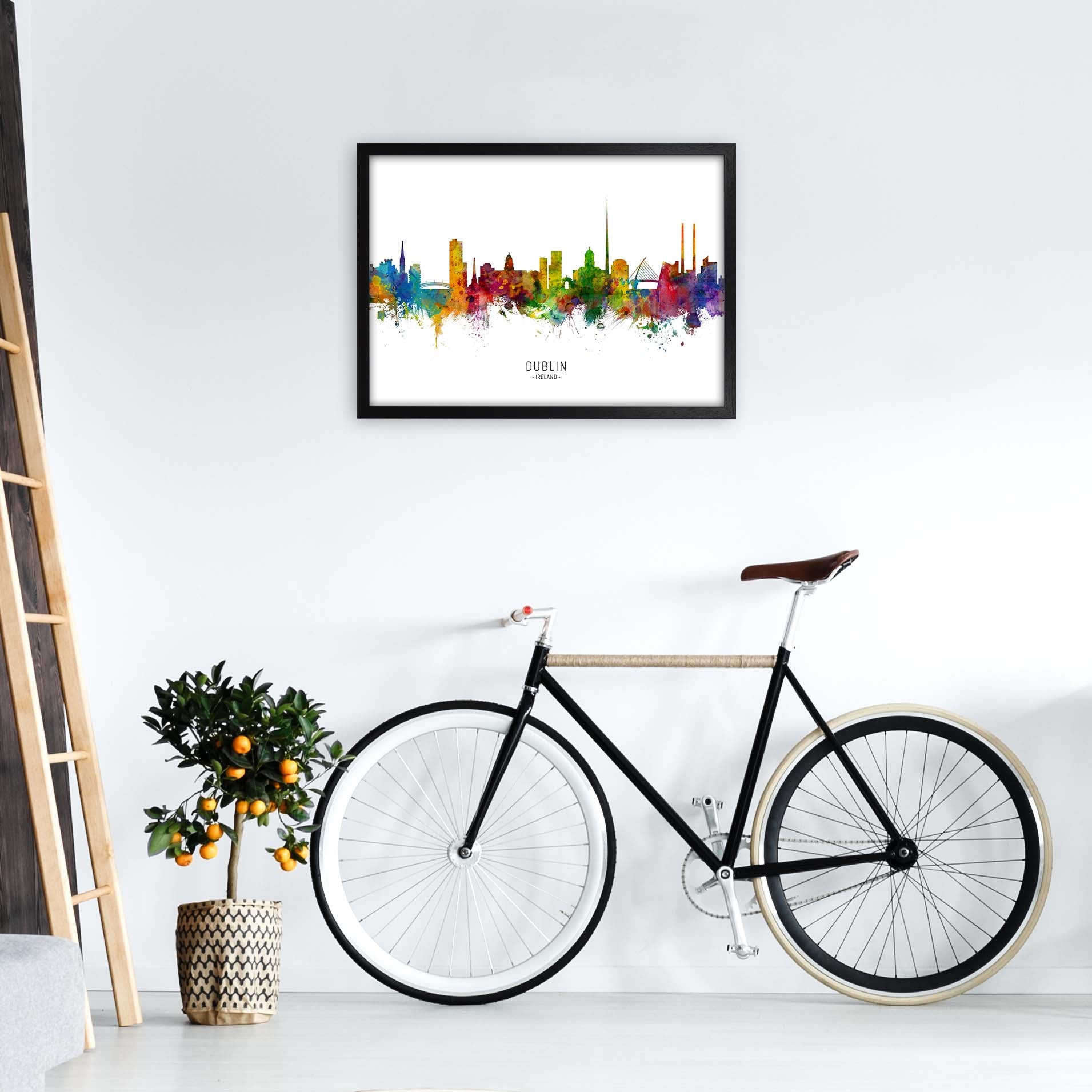 Dublin Ireland Skyline Art Print by Michael Tompsett A2 White Frame