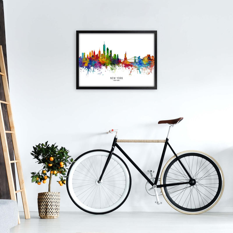 New York New York Skyline Art Print by Michael Tompsett A2 White Frame