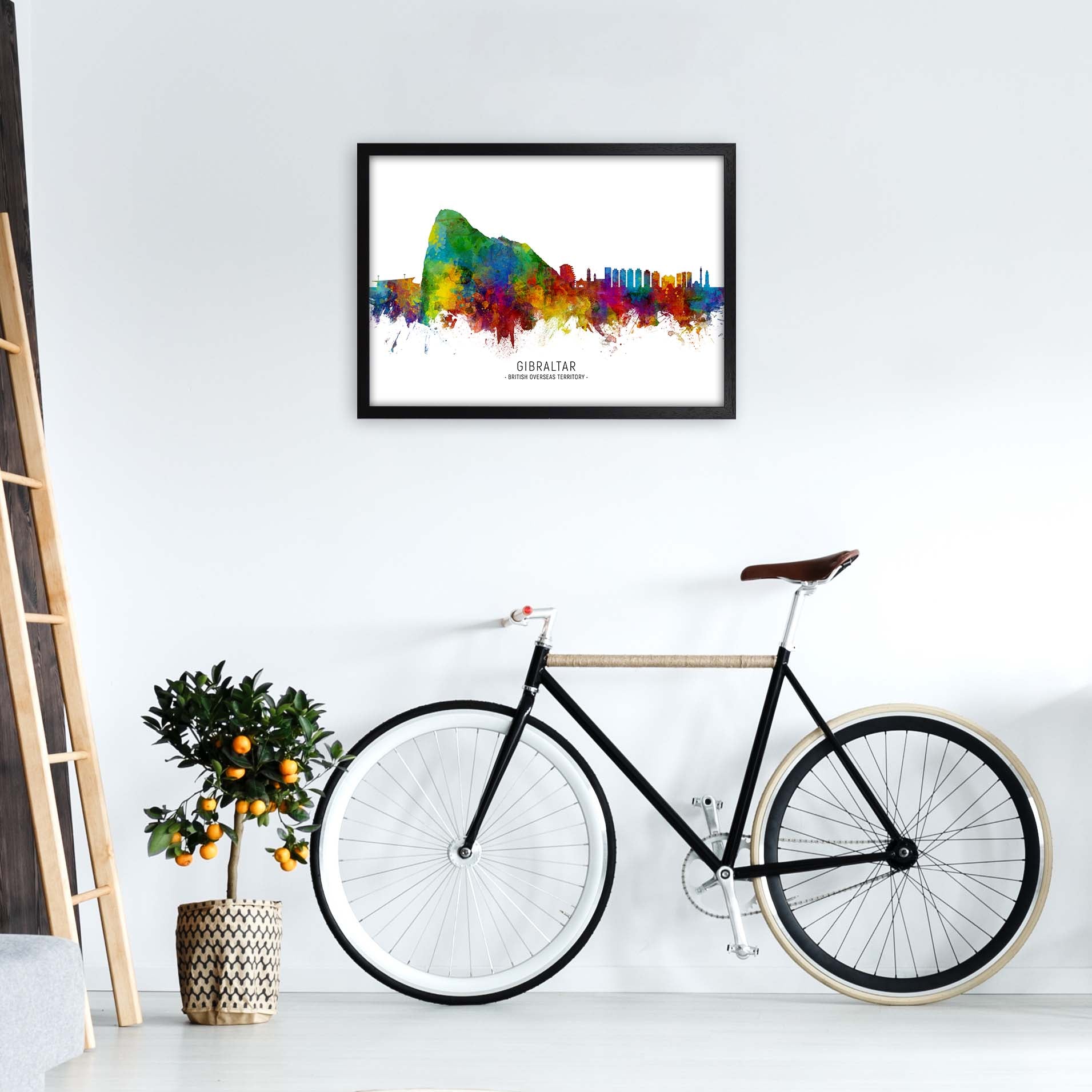 Gibraltar  Skyline Art Print by Michael Tompsett A2 White Frame