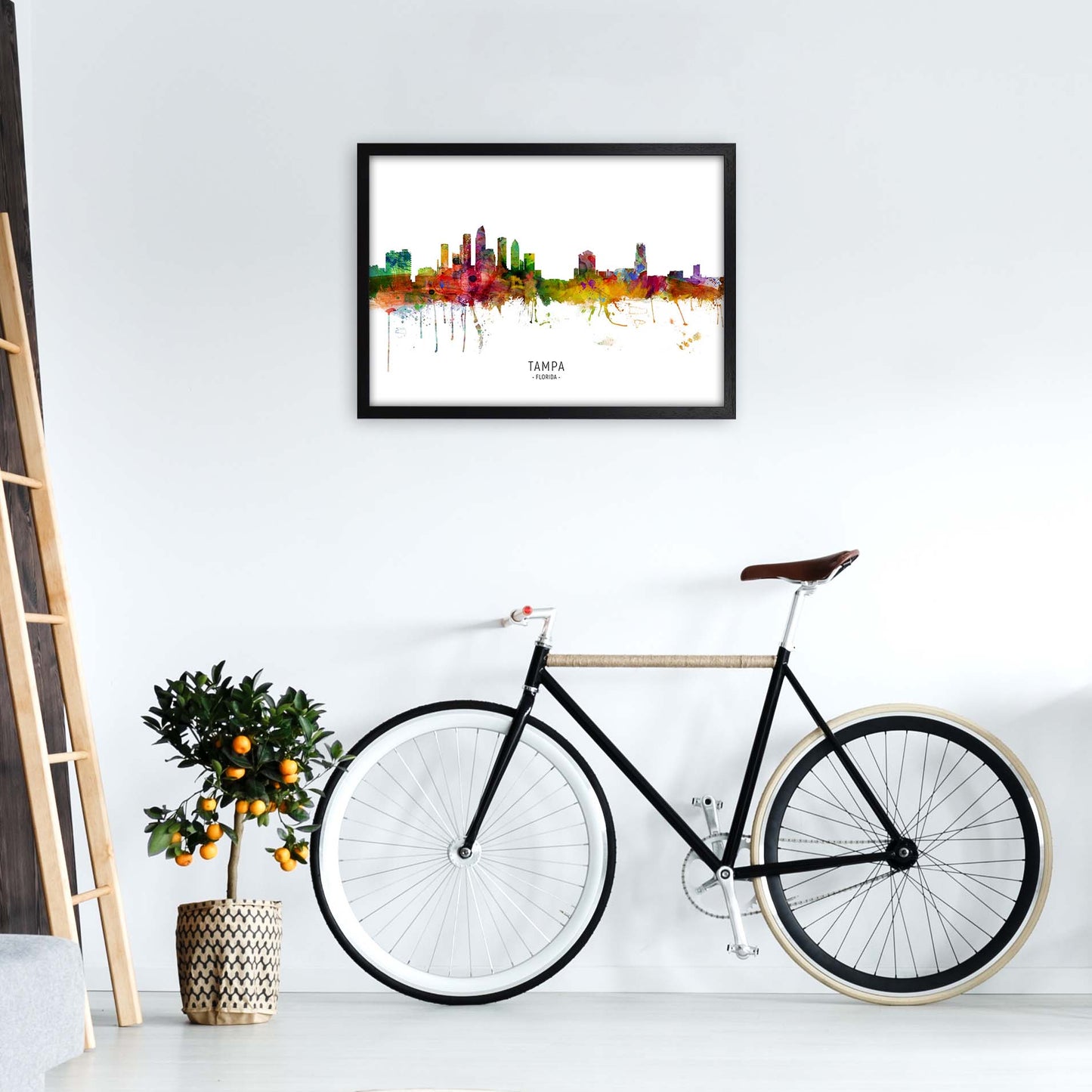 Tampa Florida Skyline Art Print by Michael Tompsett A2 White Frame