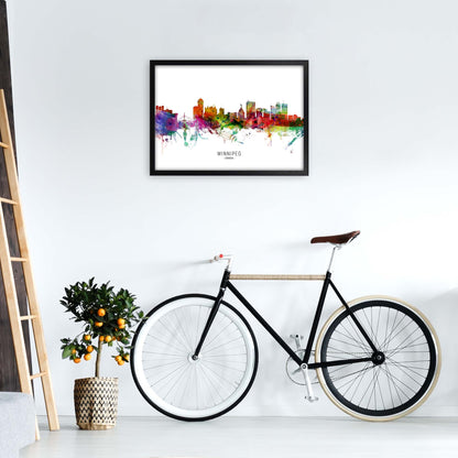 Winnipeg Canada Skyline Art Print by Michael Tompsett A2 White Frame