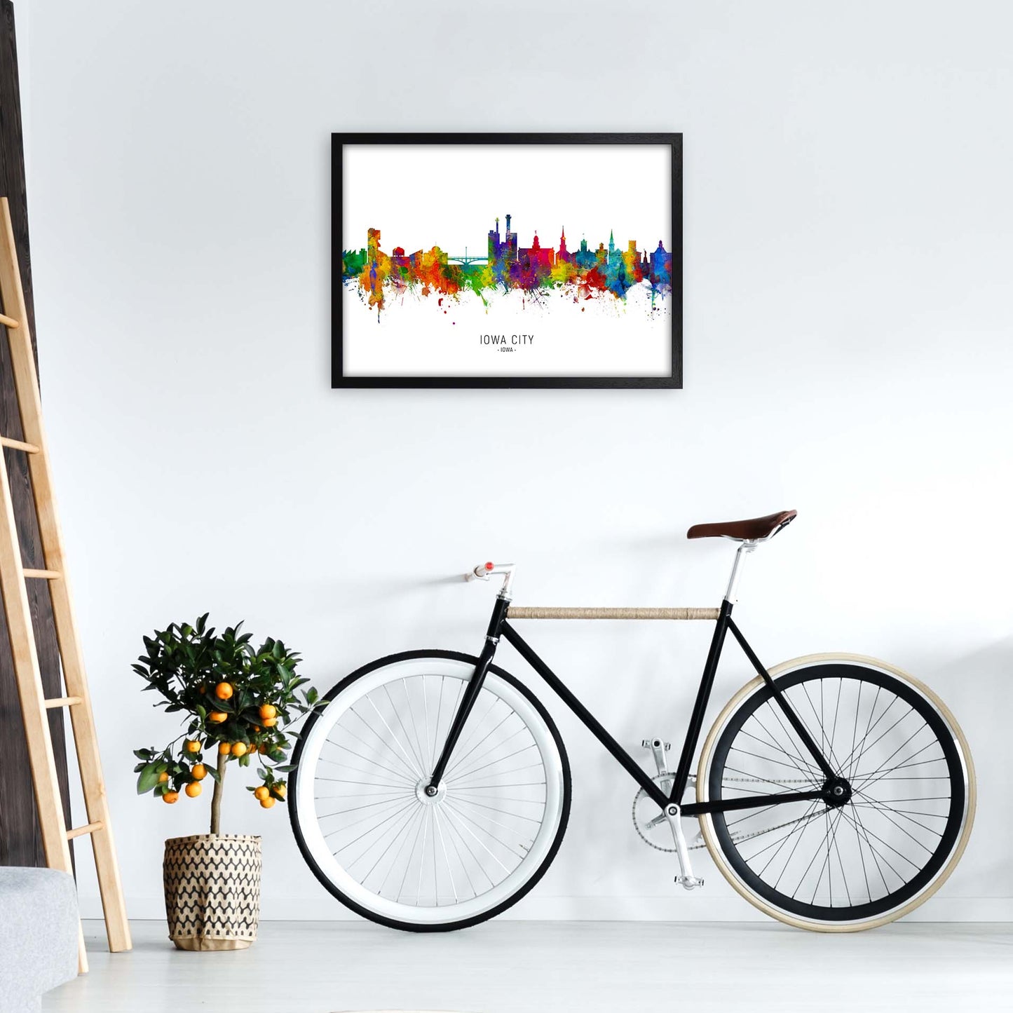 Iowa City Iowa Skyline Art Print by Michael Tompsett A2 White Frame