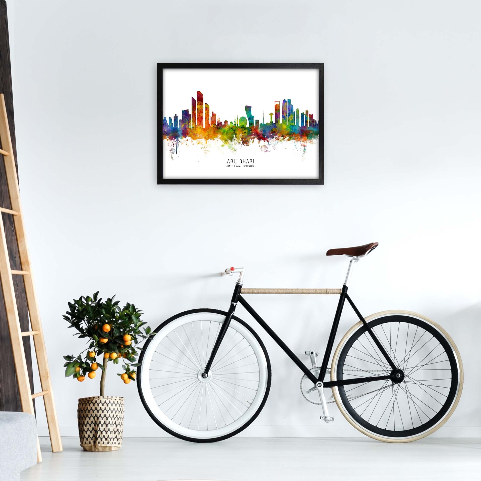 Abu Dhabi United Arab Emirates Skyline  by Michael Tompsett A2 White Frame