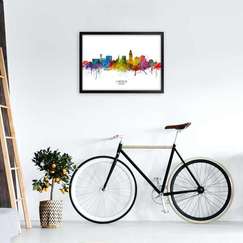 Lincoln Nebraska Skyline Art Print by Michael Tompsett A2 White Frame