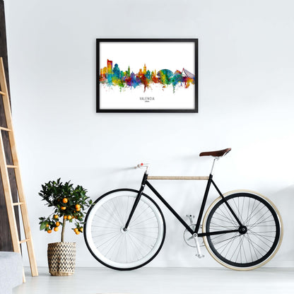 Valencia Spain Skyline Art Print by Michael Tompsett A2 White Frame