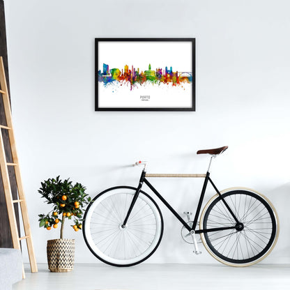 Porto Portugal Skyline Art Print by Michael Tompsett A2 White Frame