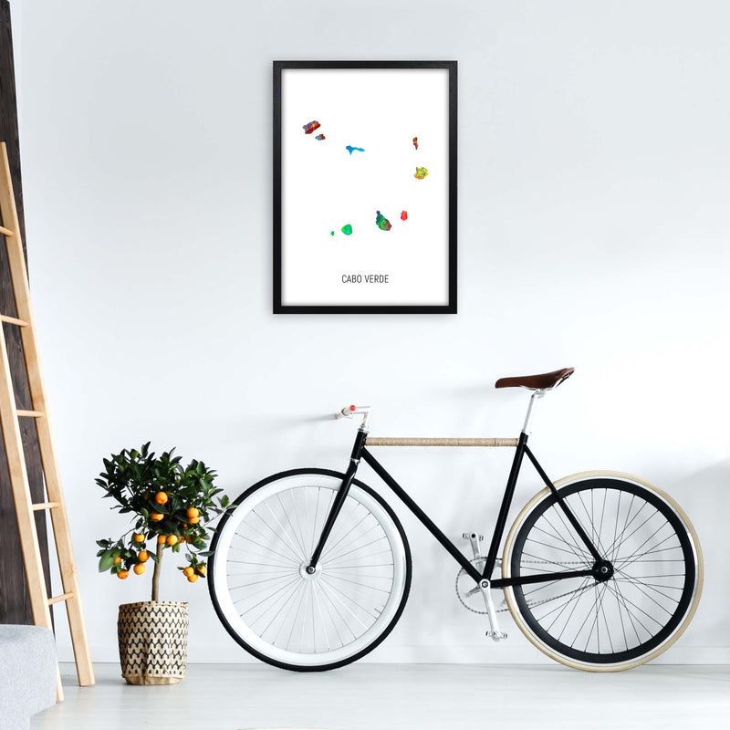 Cabo Verde Watercolour Map Art Print by Michael Tompsett A2 White Frame