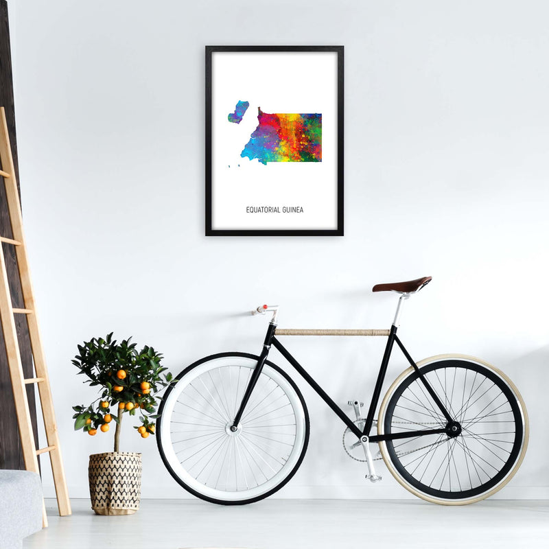 Equatorial Guinea Watercolour Map Print by Michael Tompsett A2 White Frame