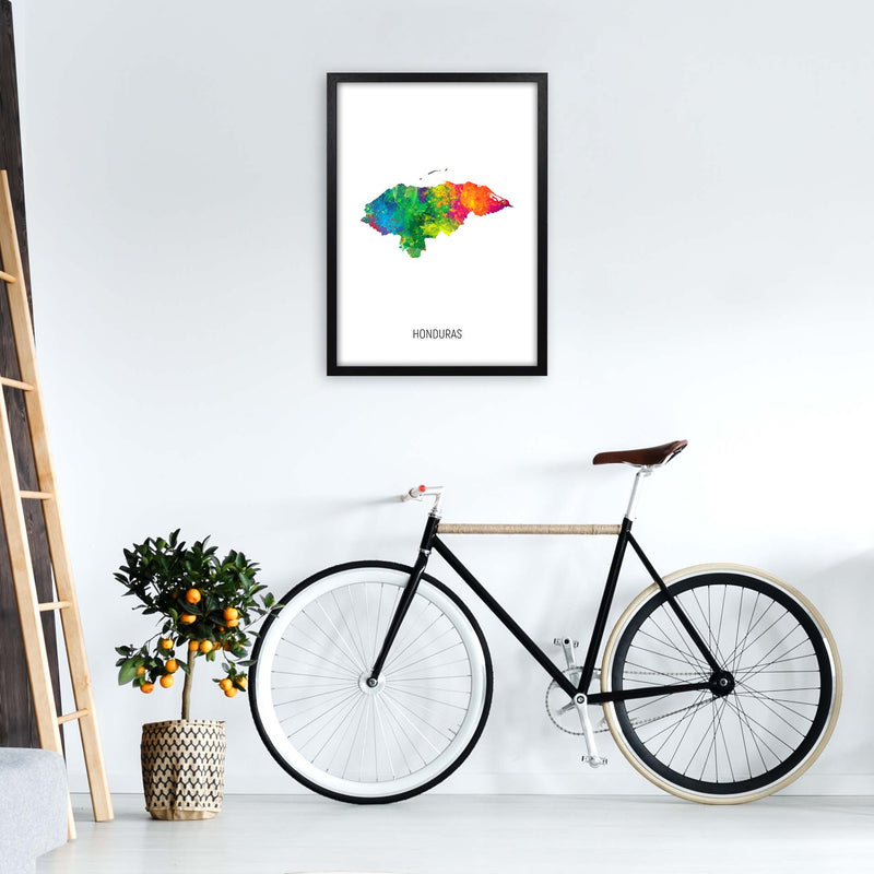 Honduras Watercolour Map Art Print by Michael Tompsett A2 White Frame