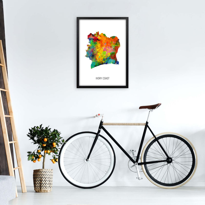 Ivory Coast Watercolour Map Art Print by Michael Tompsett A2 White Frame