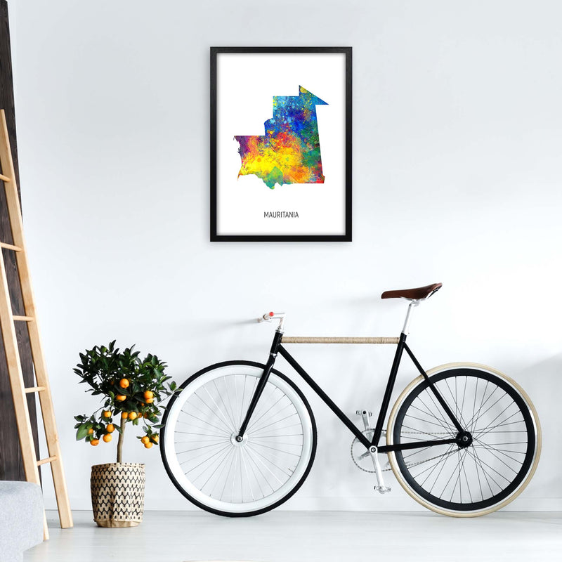 Mauritania Watercolour Map Art Print by Michael Tompsett A2 White Frame
