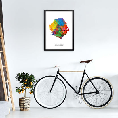 Sierra Leone Watercolour Map Art Print by Michael Tompsett A2 White Frame