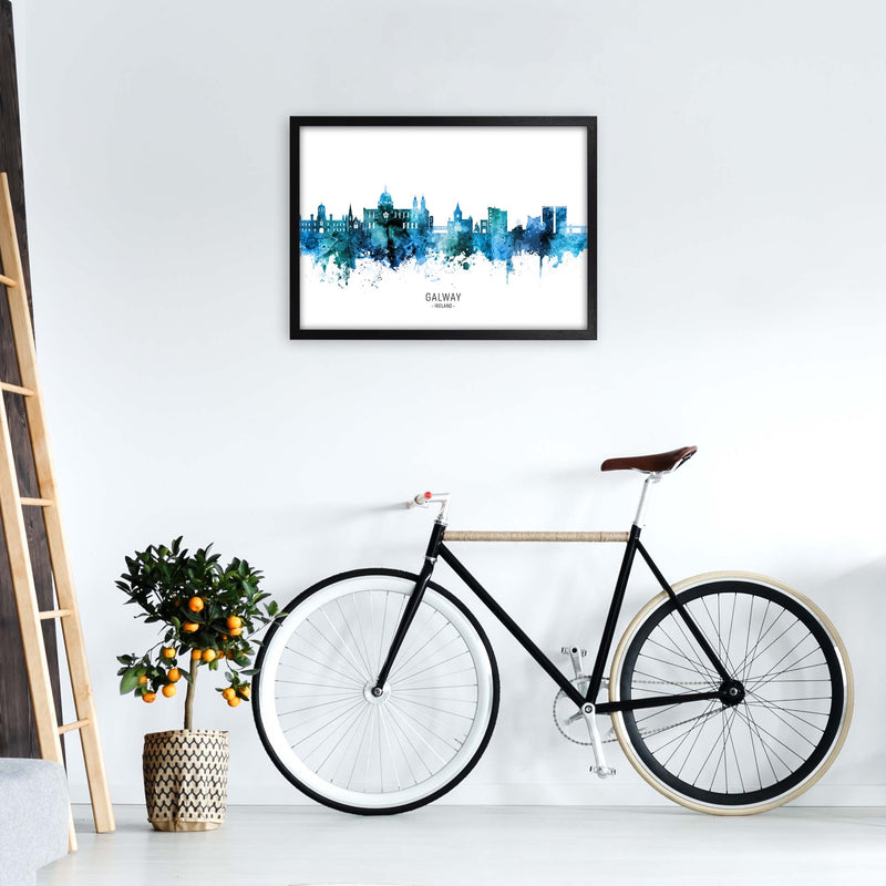 Galway Ireland Skyline Blue City Name  by Michael Tompsett A2 White Frame