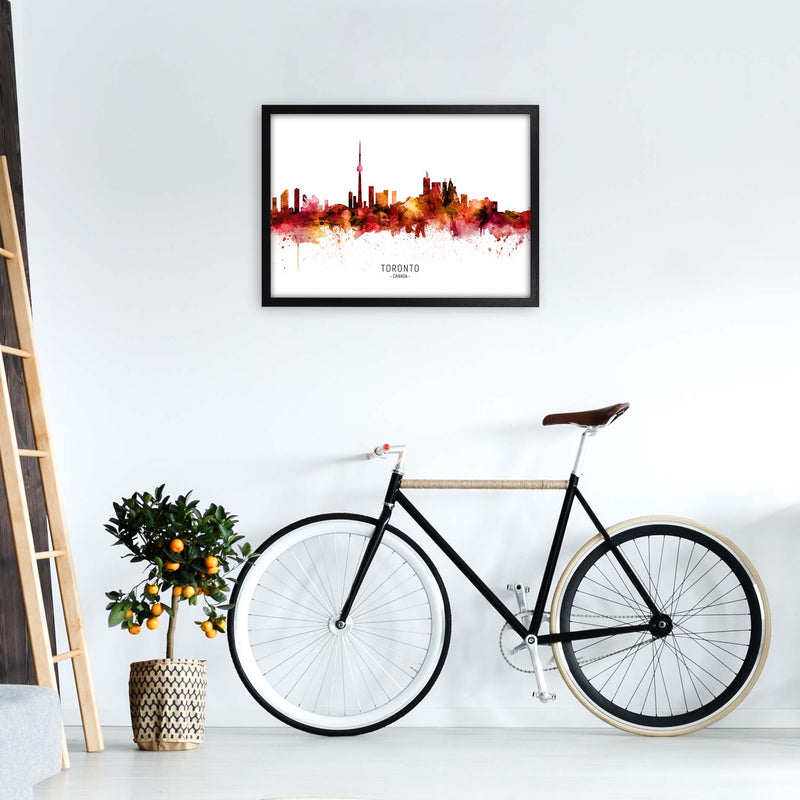 Toronto Canada Skyline Red City Name  by Michael Tompsett A2 White Frame
