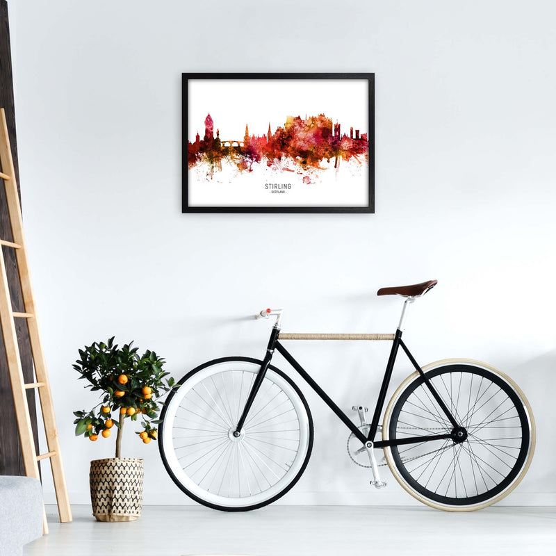 Stirling Scotland Skyline Red City Name  by Michael Tompsett A2 White Frame
