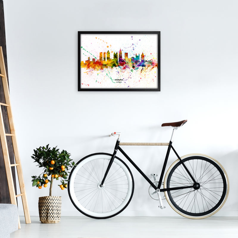 Atlanta Georgia Skyline Splash Art Print by Michael Tompsett A2 White Frame