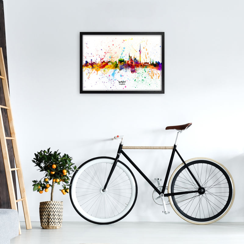 Berlin Germany Skyline Splash Art Print by Michael Tompsett A2 White Frame