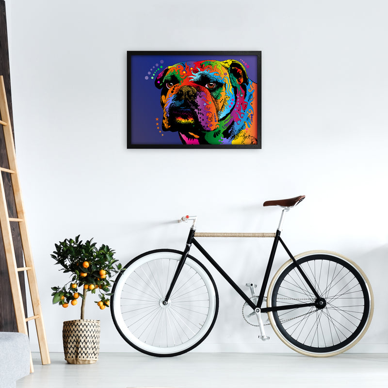 Bulldog Dog Blue Art Print by Michael Tompsett A2 White Frame