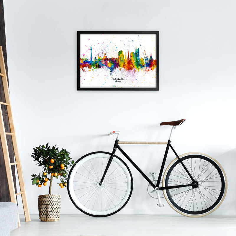 Dortmund Germany Skyline Splash Art Print by Michael Tompsett A2 White Frame