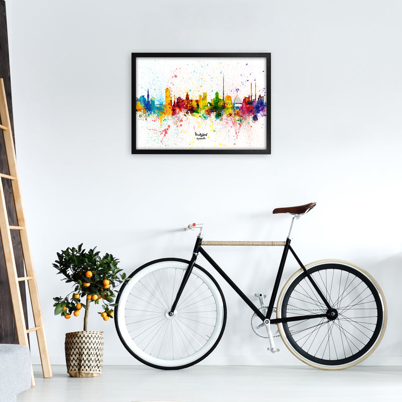 Dublin Ireland Skyline Splash Art Print by Michael Tompsett A2 White Frame