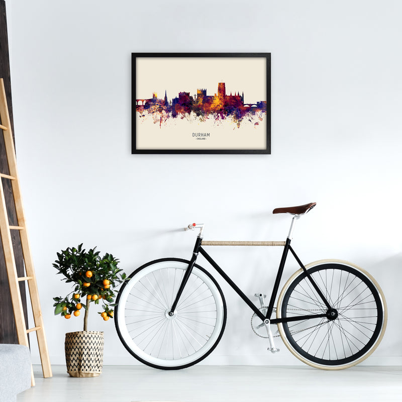 Durham England Skyline Autumn City Name Art Print by Michael Tompsett A2 White Frame