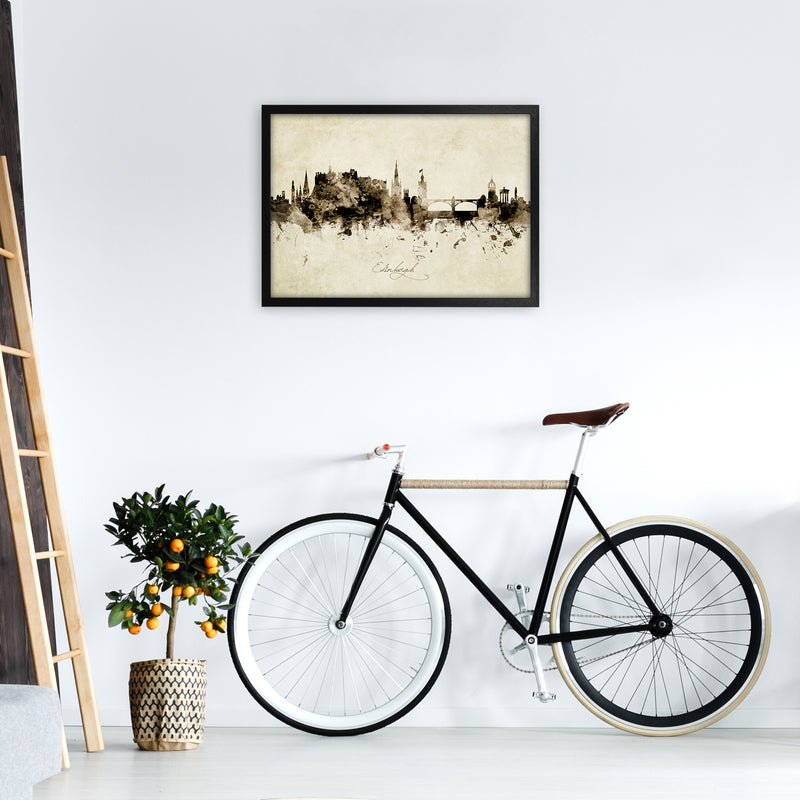 Edinburgh Scotland Skyline Vintage Art Print by Michael Tompsett A2 White Frame