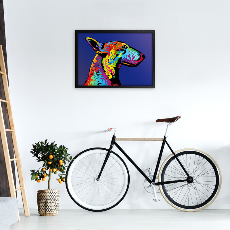 English Bull Terrier Dog Blue Art Print by Michael Tompsett A2 White Frame