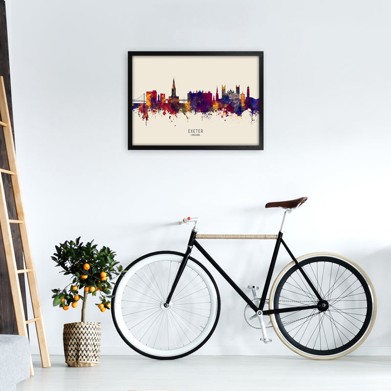 Exeter England Skyline Autumn City Name Art Print by Michael Tompsett A2 White Frame