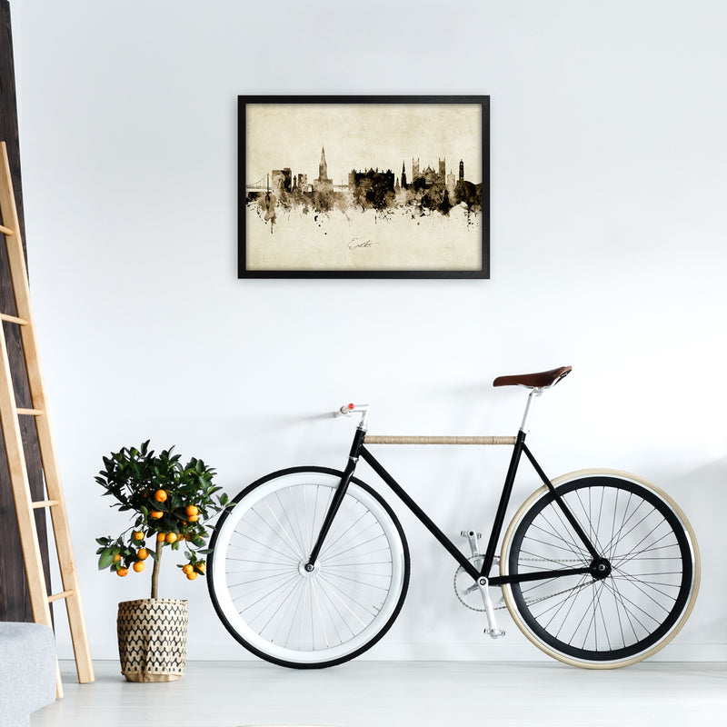 Exeter England Skyline Vintage Art Print by Michael Tompsett A2 White Frame