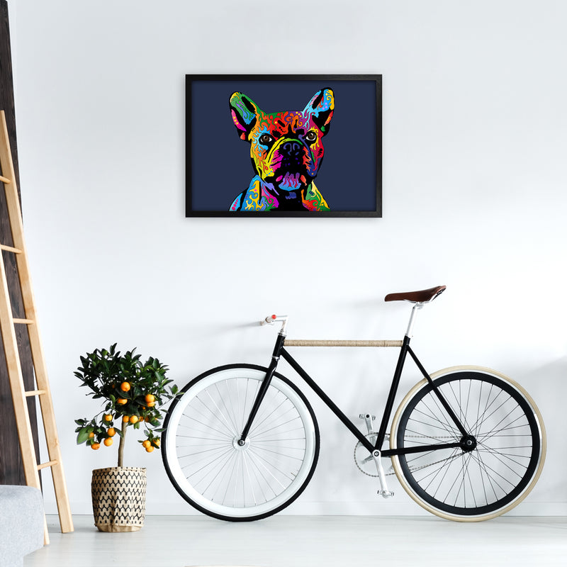 French Bulldog Dog Navy Art Print by Michael Tompsett A2 White Frame