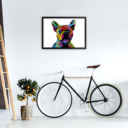 French Bulldog Dog White Art Print by Michael Tompsett A2 White Frame