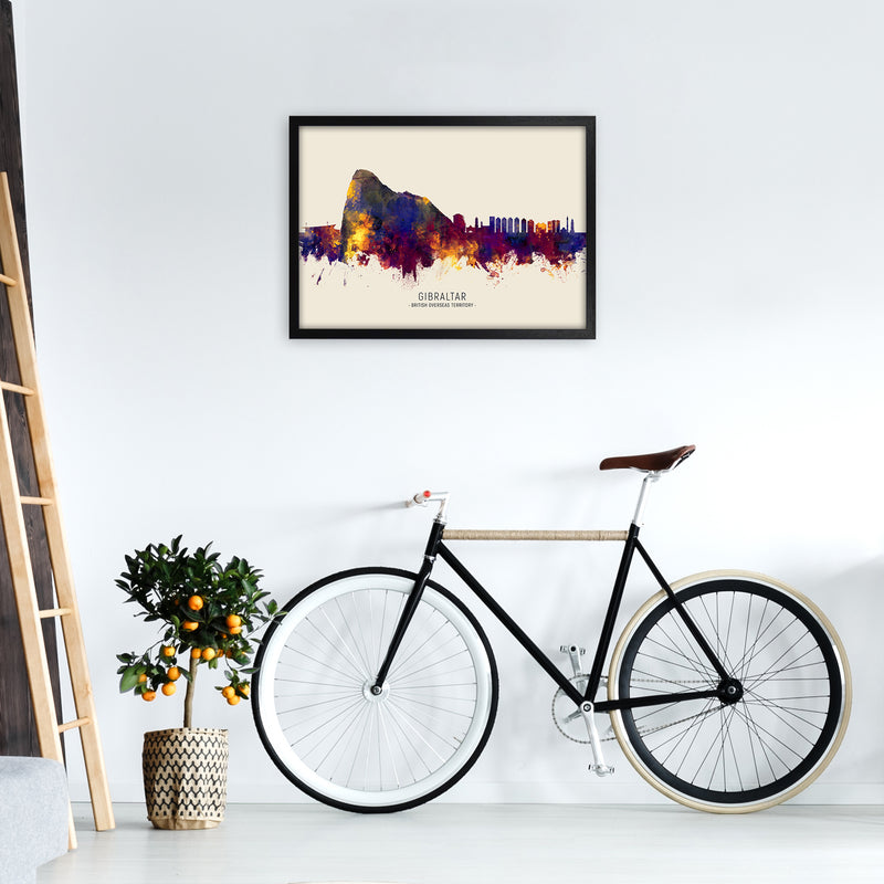 Gibraltar Skyline Autumn City Name Art Print by Michael Tompsett A2 White Frame