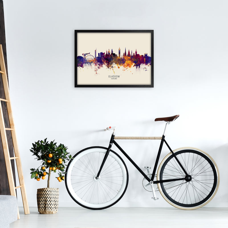 Glasgow Scotland Skyline Autumn City Name Art Print by Michael Tompsett A2 White Frame
