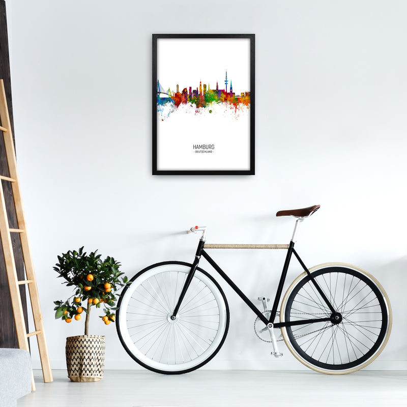 Hamburg Germany Skyline Portrait Art Print by Michael Tompsett A2 White Frame
