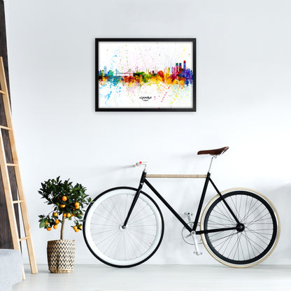 Istanbul Turkey Skyline Splash Art Print by Michael Tompsett A2 White Frame