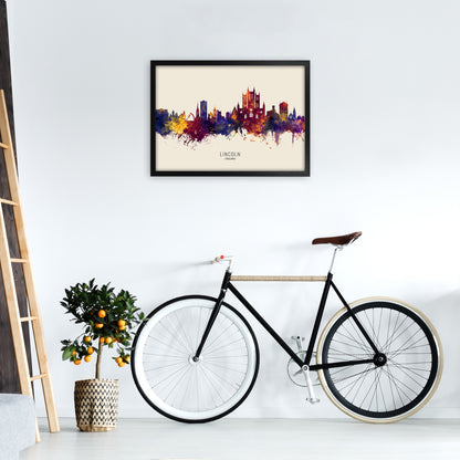 Lincoln England Skyline Autumn City Name Art Print by Michael Tompsett A2 White Frame