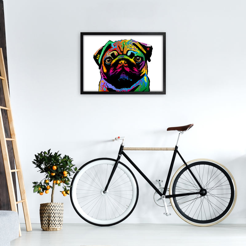 Pug Dog White Art Print by Michael Tompsett A2 White Frame