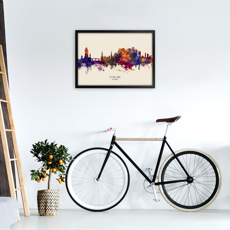 Stirling Scotland Skyline Autumn City Name Art Print by Michael Tompsett A2 White Frame