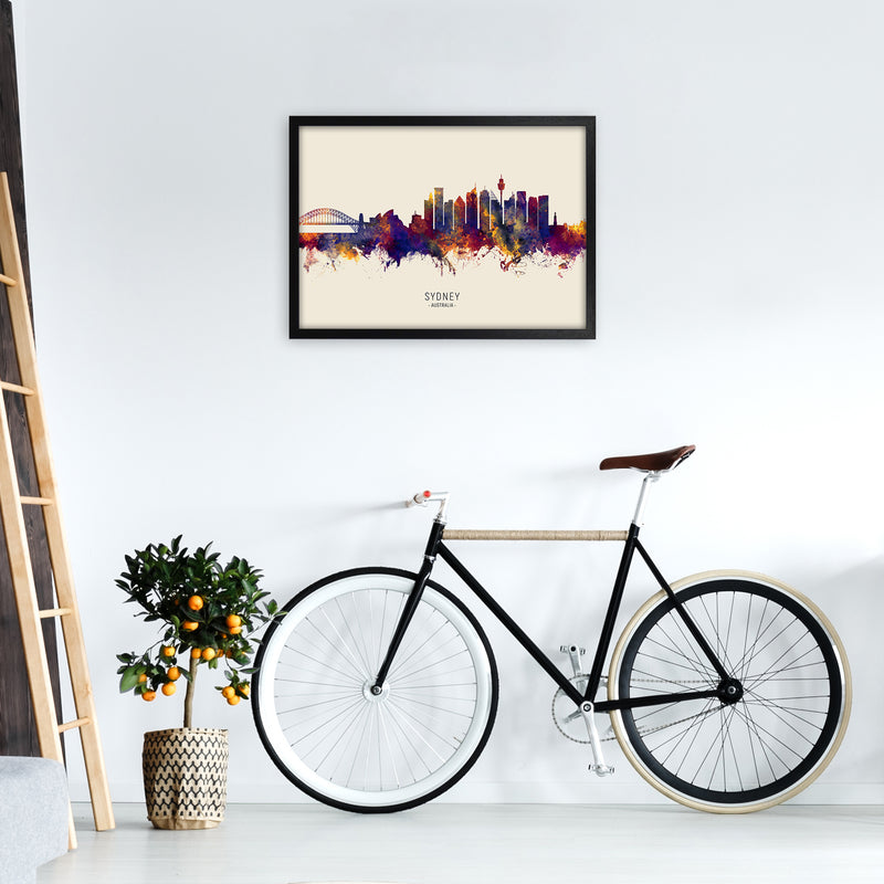 Sydney Australia Skyline Autumn City Name Art Print by Michael Tompsett A2 White Frame