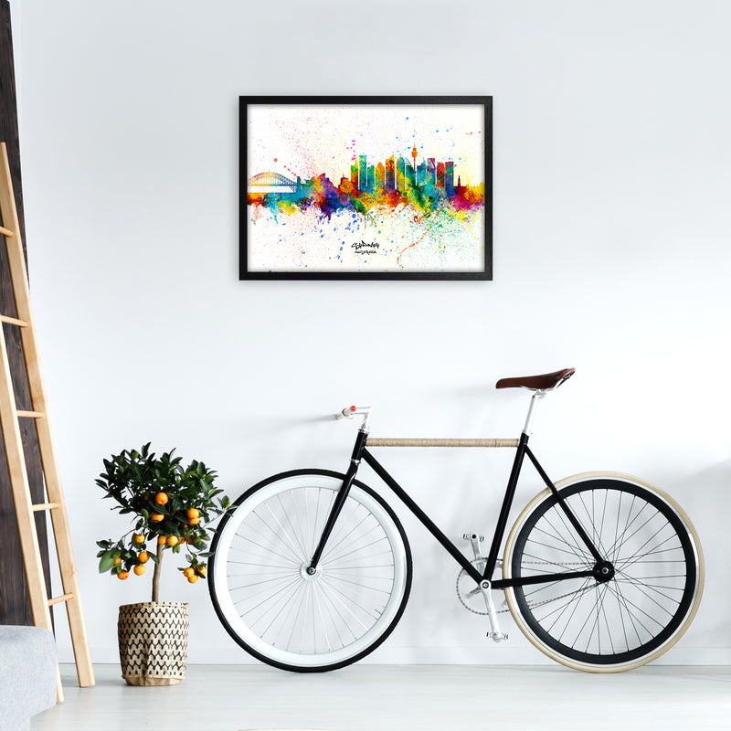 Sydney Australia Skyline Splash Art Print by Michael Tompsett A2 White Frame