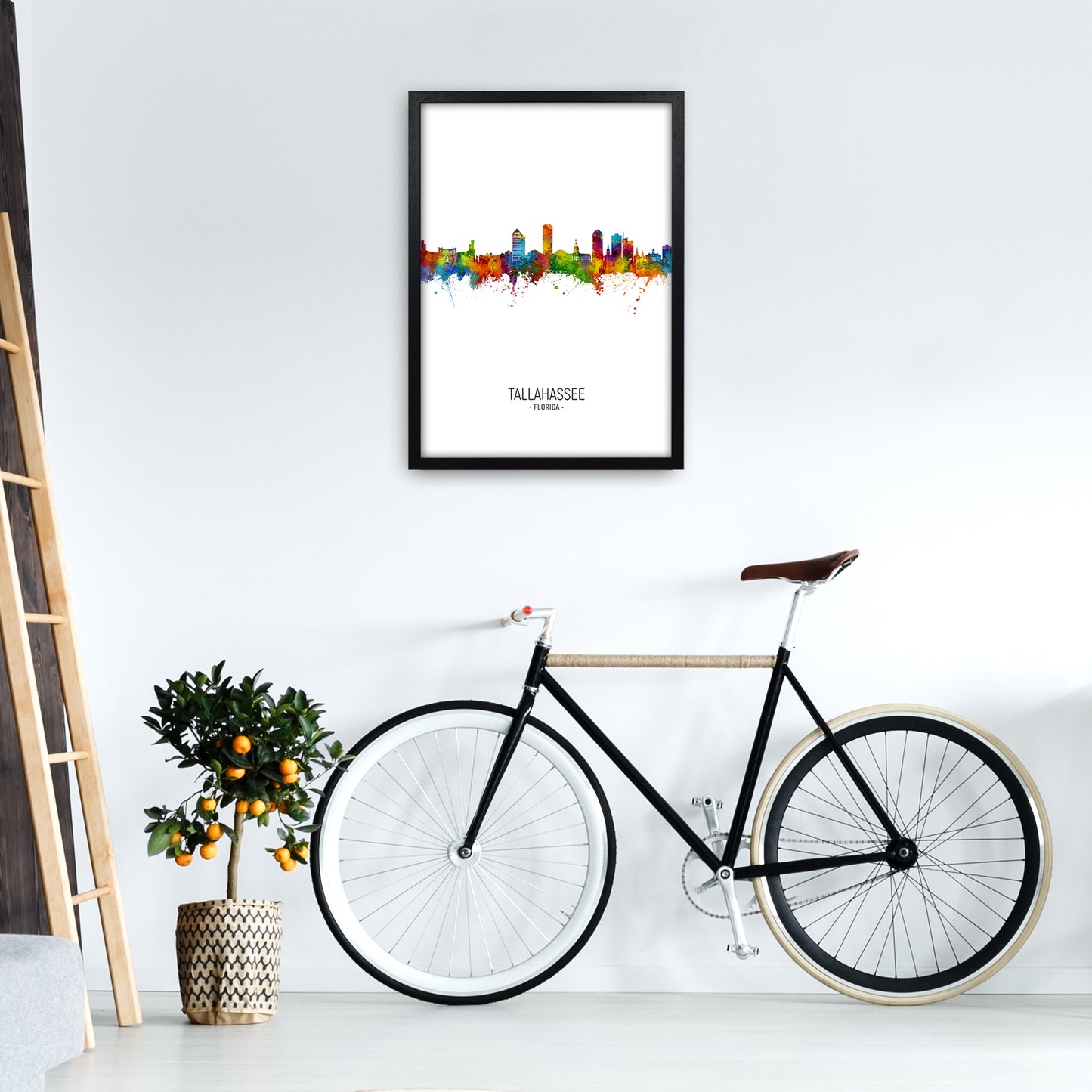 Tallahassee Florida Skyline Portrait Art Print by Michael Tompsett A2 White Frame