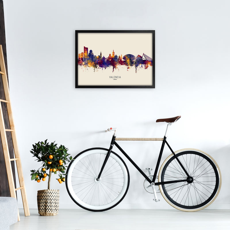 Valencia Spain Skyline Autumn City Name Art Print by Michael Tompsett A2 White Frame