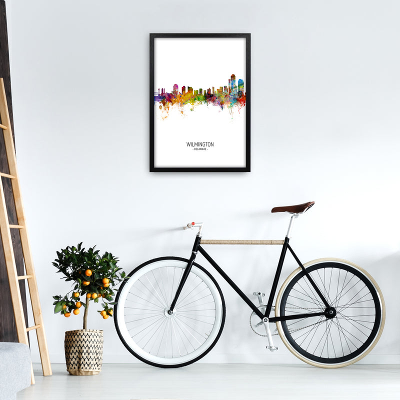 Wilmington Delaware Skyline Portrait Art Print by Michael Tompsett A2 White Frame