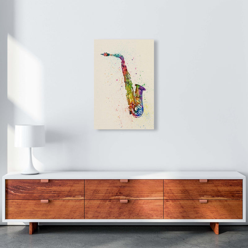Saxophone Watercolour Multi-Colour Print by Michael Tompsett A2 Canvas