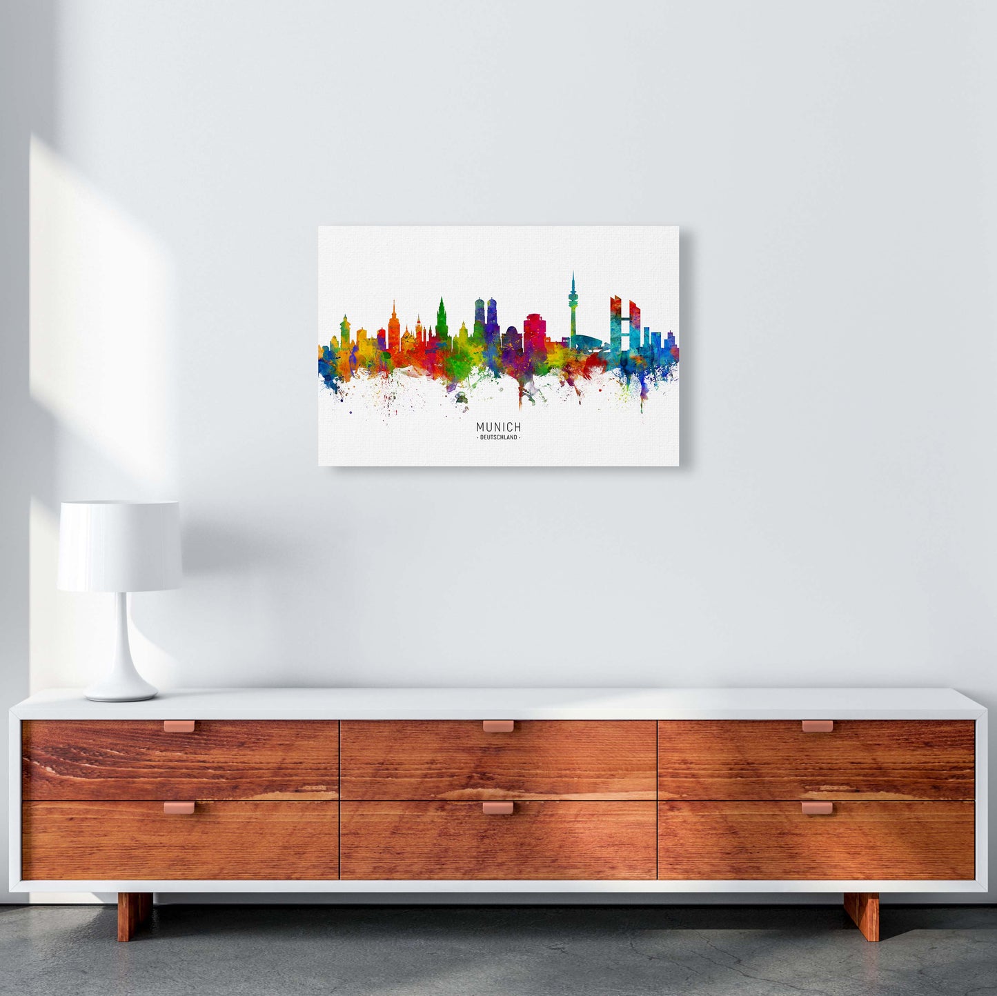 Munich Deutschland Skyline Art Print by Michael Tompsett A2 Canvas