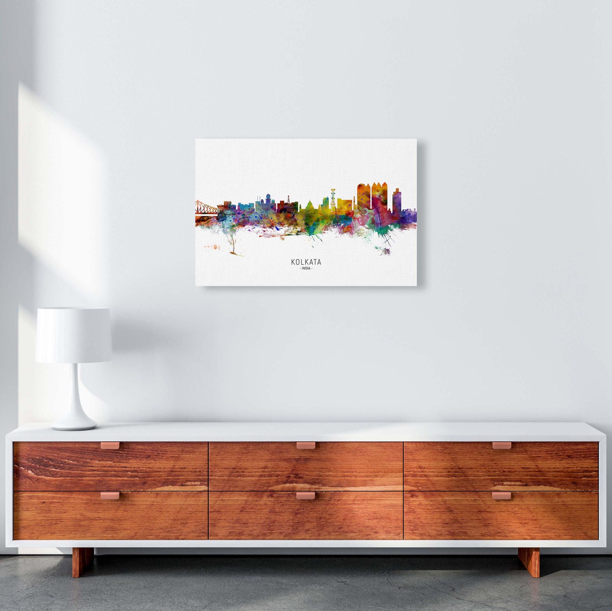 Kolkata India Skyline Art Print by Michael Tompsett A2 Canvas