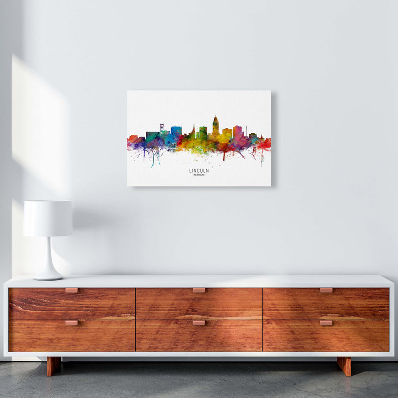 Lincoln Nebraska Skyline Art Print by Michael Tompsett A2 Canvas
