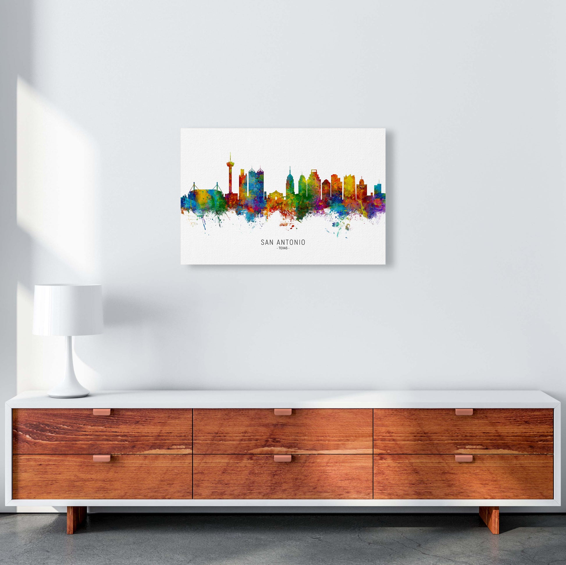 San Antonio Texas Skyline Art Print by Michael Tompsett A2 Canvas